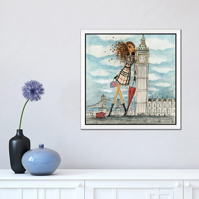 London by Bella Pilar - Painting on Canvas East Urban Home Size: 93.98cm H x 93.98cm W x 3.81cm D, Format: White Floater Framed on Productcaster.