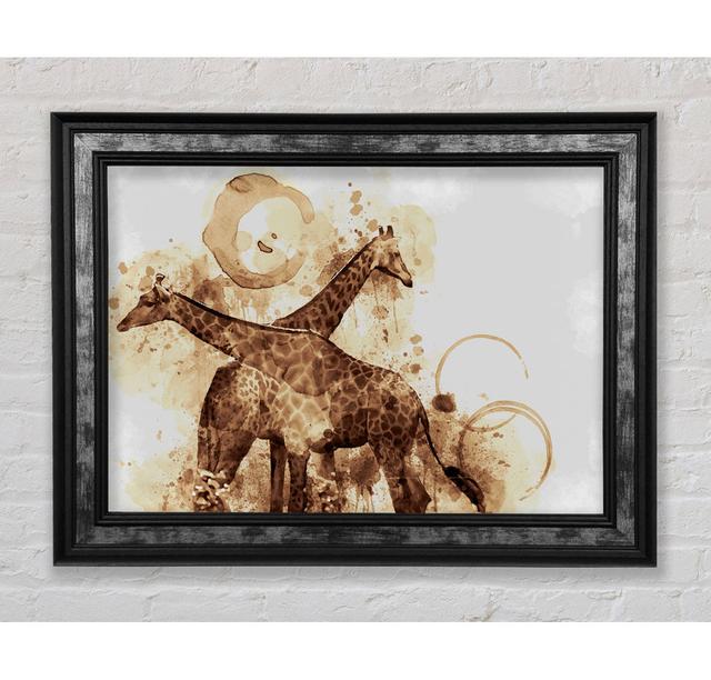 Brown Watercolour Tea Stain Giraffe - Single Picture Frame Art Prints Bright Star Size: 59.7cm H x 84.1cm W x 8cm D on Productcaster.