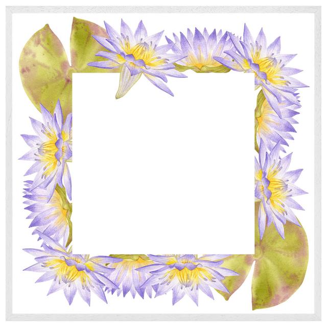 Atef Gold & Purple Flowers - Single Picture Frame Print Metro Lane Size: 76cm H x 76cm W x 4cm D, Frame Colour: Black Framed on Productcaster.