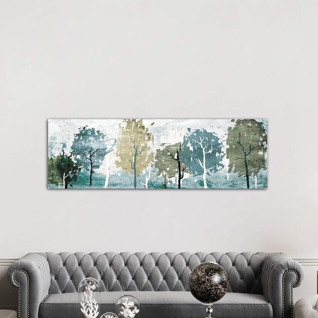 Abstract Forest by On Rei - Wrapped Canvas Panoramic Painting Ebern Designs Size: 30.48cm H x 91.44cm W x 3.81cm D on Productcaster.