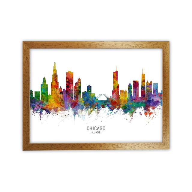 Chicago Illinois Skyline by Michael Tompsett - Graphic Art Ebern Designs Format: Brown Framed, Size: 34cm H x 46cm W x 3cm D on Productcaster.