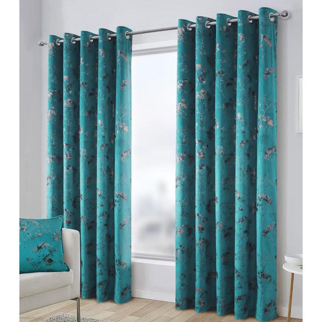 Weern Eyelet Room Darkening Thermal Curtains (Set of 2) Ophelia & Co. Panel Size: 165cm W x 183cm D, Colour: Teal on Productcaster.