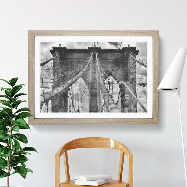 Brooklyn Bridge in New York Vol.1 - Picture Frame Painting East Urban Home Frame Option: Oak, Size: 48cm H x 65cm W x 2cm D on Productcaster.