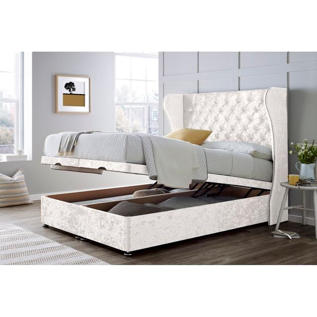 Divan Bed with 54" Floorstanding Headboard Wayfair Sleep Size: Super King (6'), Colour: White on Productcaster.