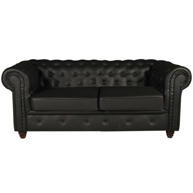 Adon 2 Seater Chesterfield Sofa Rosalind Wheeler Upholstery Colour: Black on Productcaster.