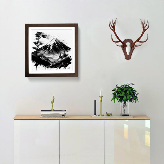 Mount Fuji Ink Wash - Single Picture Frame Print on Wood Alpen Home Format: Walnut on Productcaster.