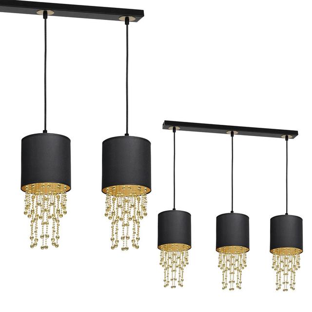 Donoho 3-Light Kitchen Island Cylinder Pendant Rosdorf Park Shade Colour: Black/Gold on Productcaster.