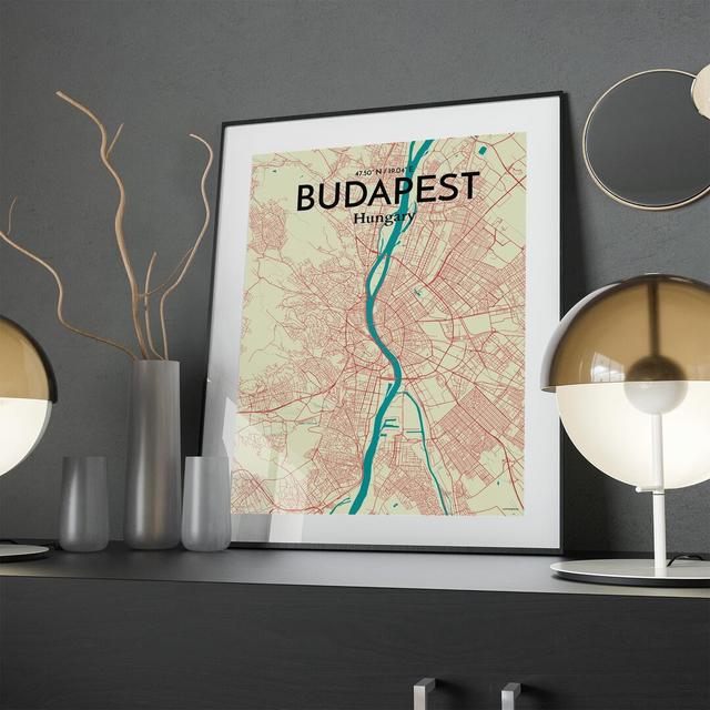 Budapest City Map in Tricolour - Unframed Graphic Art Print on Paper Borough Wharf Size: 24cm H x 18cm W x 0.05cm D on Productcaster.