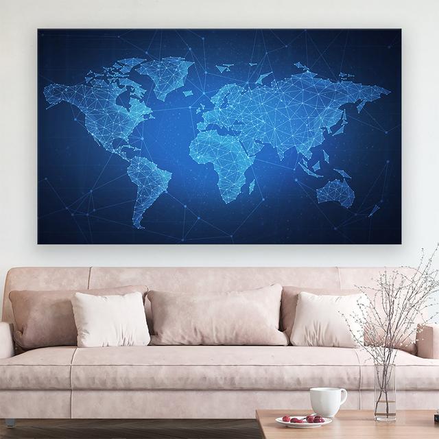 The World Connected Wrapped Canvas Art Print M2M Prints Size: 61cm H x 110cm W on Productcaster.