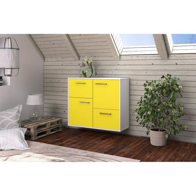 Alucard sideboard; Flying/Metal handles; Dimensions: 92cm x 79cm x 35cm Latitude Run Colour: Yellow/White on Productcaster.