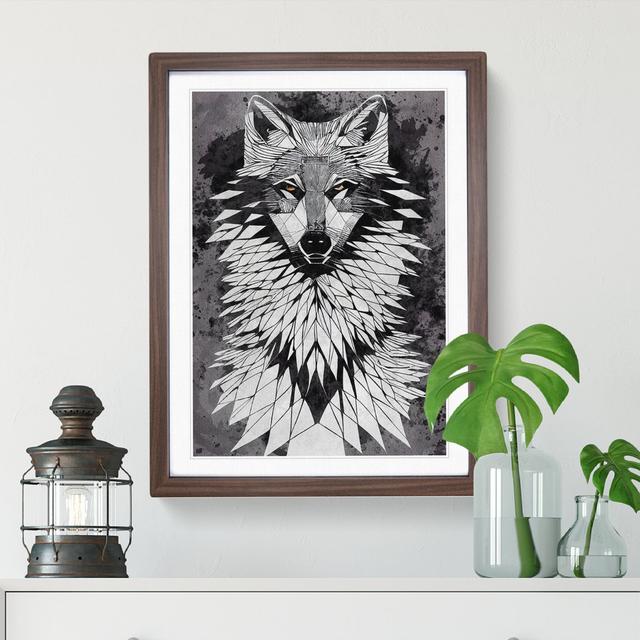 Abstract Watercolour Wolf No.1 - Single Picture Frame Painting Alpen Home Frame Colour: Walnut Framed, Size: 46cm H x 34cm W x 2cm D on Productcaster.