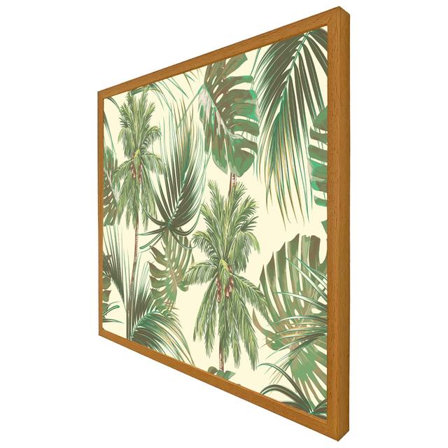 Pawlonka Tropical Leaves On Yellow - Single Picture Frame Print 17 Stories Size: 76cm H x 76cm W x 4cm D, Frame Colour: Oak Framed on Productcaster.