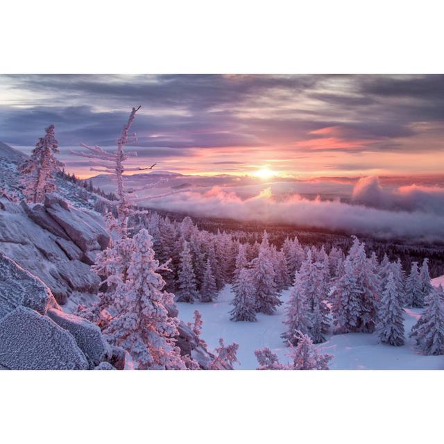 Winter Landscape in Mountains at Sunrise - Wrapped Canvas Photograph Alpen Home Size: 20cm H x 30cm W x 3.8cm D on Productcaster.