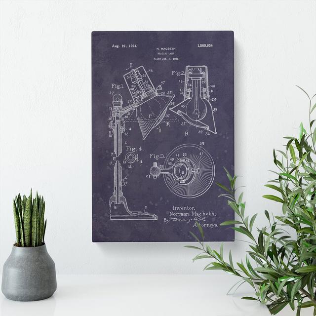 Reading Lamp Patent Dark - Wrapped Canvas Print East Urban Home Size: 50cm H x 35cm W x 3cm D on Productcaster.