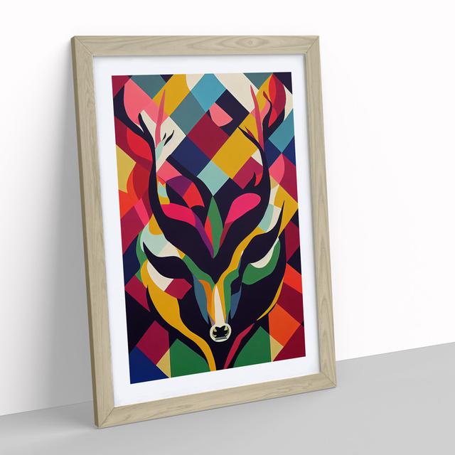 Abstract Stag No.5 - Picture Frame Graphic Art Metro Lane Size: 34cm H x 25cm W x 2cm D, Frame Colour: Oak on Productcaster.