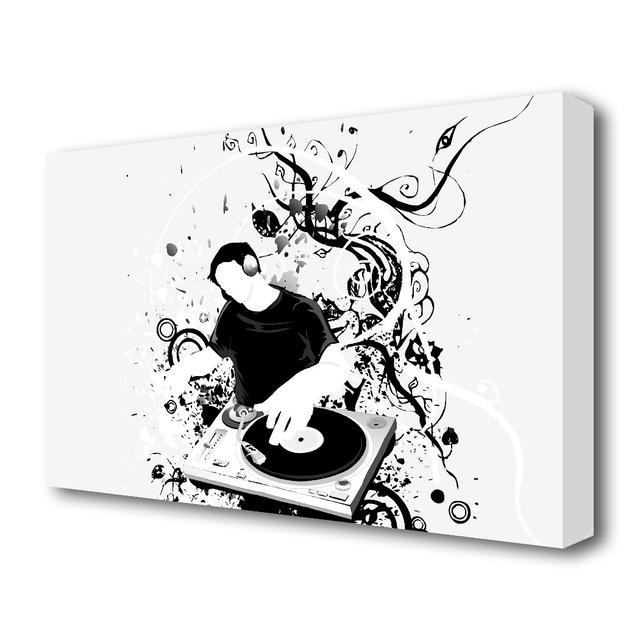 DJ Sounds Club - Wrapped Canvas Graphic Art Print East Urban Home Size: 101.6 cm H x 142.2 cm W on Productcaster.