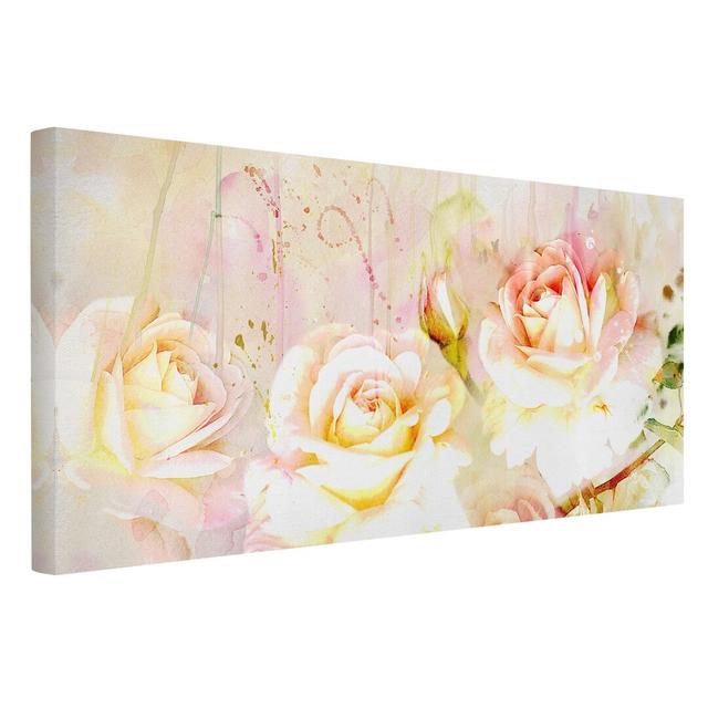 Roses Graphic Art Print on Canvas East Urban Home Size: 120cm L x 60cm W on Productcaster.