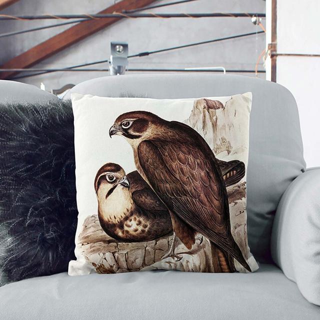 Brown Hawks by Elizabeth Gould Cushion with Filling East Urban Home Size: 40cm H x 40cm W x 15cm D, Backing Colour: White on Productcaster.