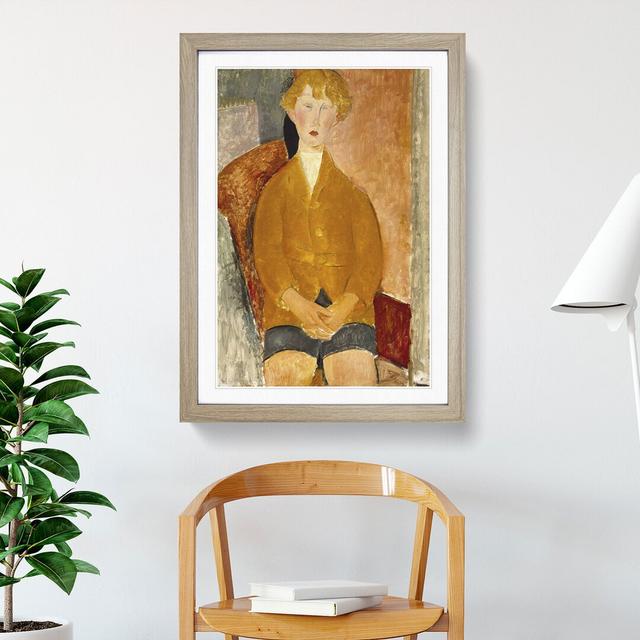 Boy in Short Pants by Amedeo Modigliani - Picture Frame Painting East Urban Home Size: 48cm H x 36cm W x 2cm D, Frame Option: Oak on Productcaster.