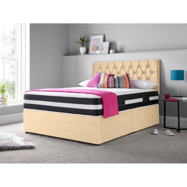 Marlton Divan Bed Set Rosdorf Park Colour: Cream, Size: 90 x 190 cm - Single (3'), Storage Type: Right Side Drawers on Productcaster.