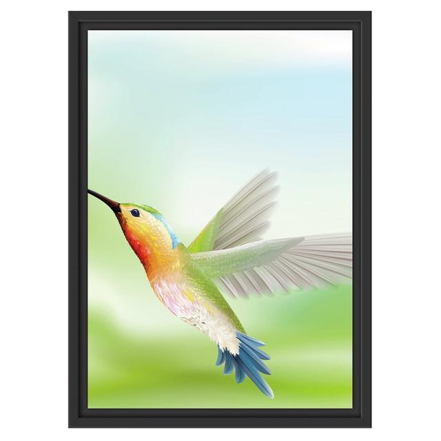 Gerahmtes Wandbild Wunderschöner Kolibri mit Blüte East Urban Home Größe: 55 cm H x 40 cm B on Productcaster.