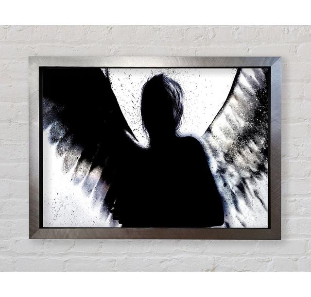 Angel Shadow Framed Print Happy Larry Colour: Black/White, Size: 84.1cm H x 118.9cm W x 3.4cm D, Format: Silver Framed Paper on Productcaster.