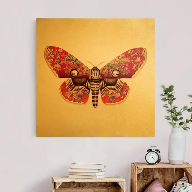 Vintage Moth - Wrapped Canvas Graphic Art August Grove Size: 80cm H x 80cm W on Productcaster.