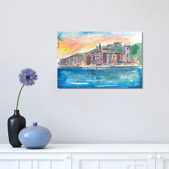 Porto Venere Mediterranean Sunset In Italy by Markus & Martina Bleichner - Wrapped Canvas Print ClassicLiving Size: 30.48cm H x 45.72cm W x 1.91cm D on Productcaster.