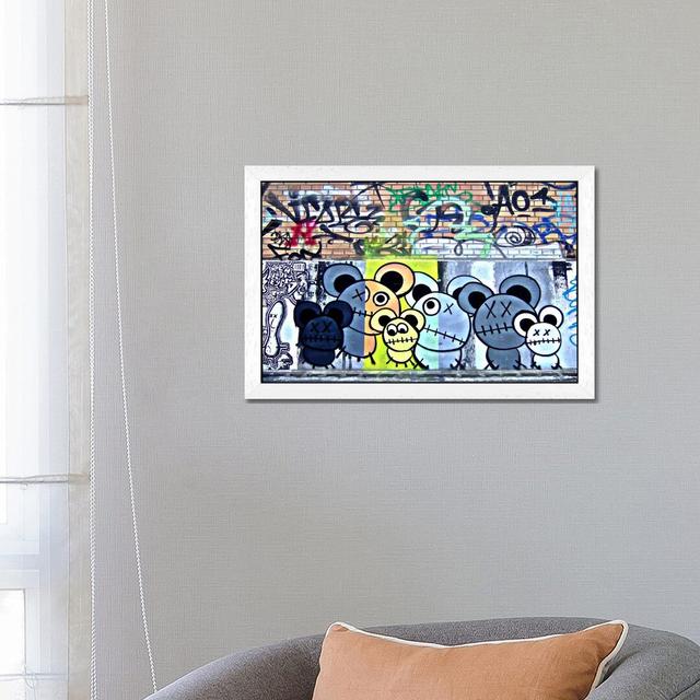 'Of Mostly Mice Graffiti'- Floater Frame Graphic Art Print on Canvas Maturi Size: 66cm H x 102cm W x 4cm D, Frame Option: White on Productcaster.