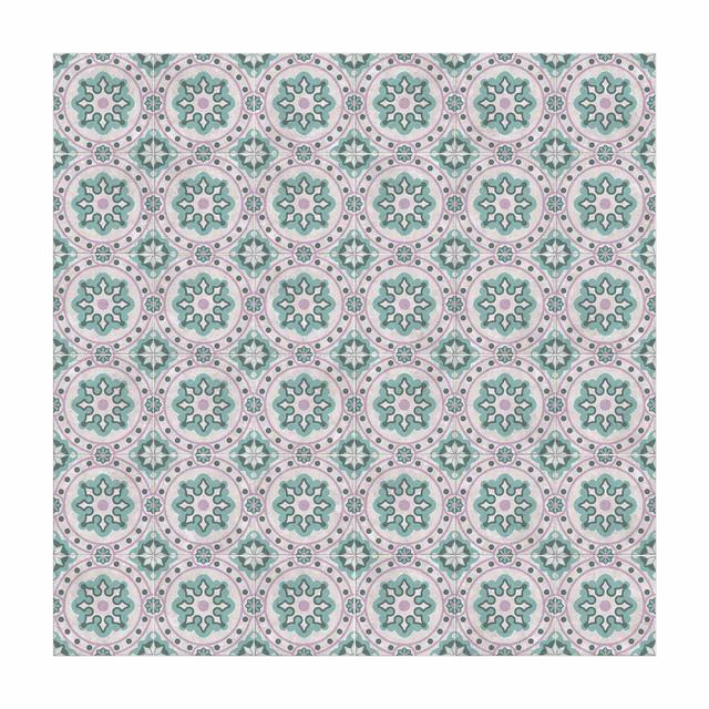 Vinyl Rug-Floral Tiles in Turquoise Pink East Urban Home Rug Size: Square 120cm on Productcaster.