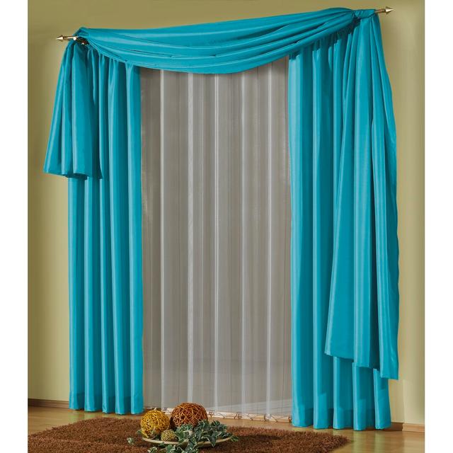 Farsund Polyester Semi Sheer No Panel 17 Stories Colour: Turquoise, Maße pro Stück: 135cm H x 400cm W on Productcaster.