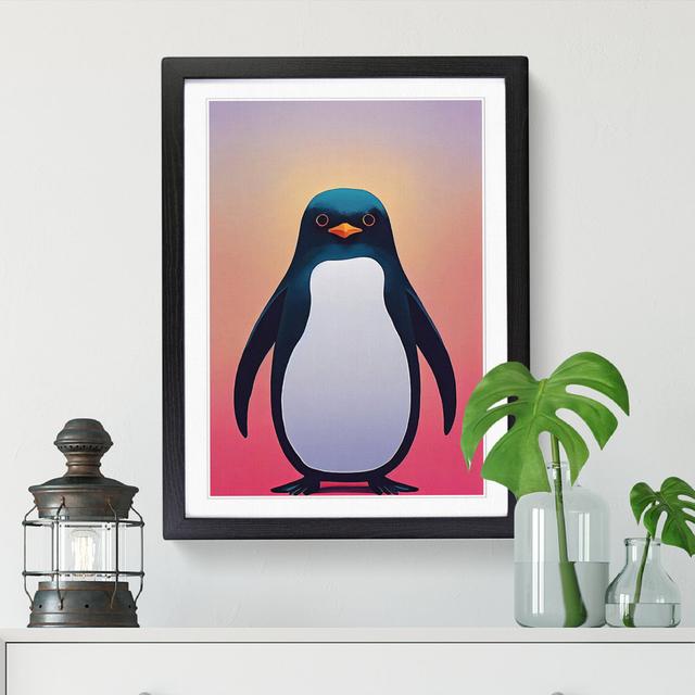 Penguin Painting Vaporwave - Single Picture Frame Graphic Art Marlow Home Co. Size: 46cm H x 34cm W x 2cm D, Frame Option: Black on Productcaster.