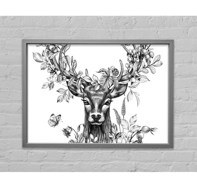 The Floral Deer - Single Picture Frame Art Prints on Canvas Bright Star Size: 100.1cm H x 141.4cm W x 3.3cm D on Productcaster.