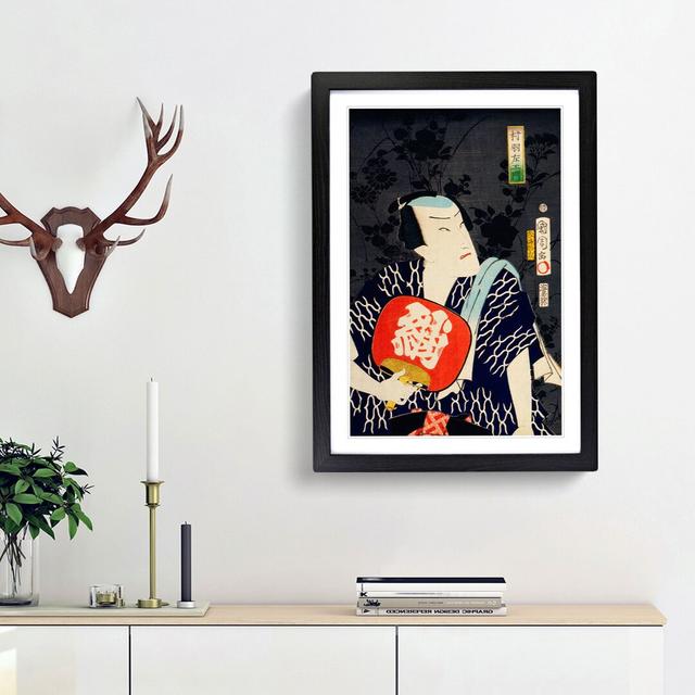 Man with a Fan by Toyohara Kunichika - Picture Frame Art Print East Urban Home Size: 65cm H x 48cm W x 2cm D, Frame Option: Black Framed on Productcaster.