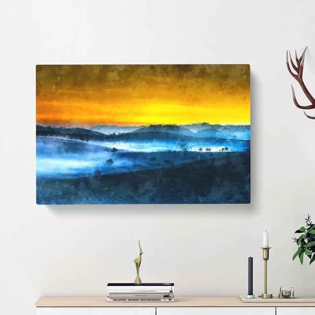 Sunrise over a Tea Plantation - Wrapped Canvas Painting Print East Urban Home Size: 40cm H x 60cm W x 3cm D on Productcaster.