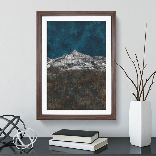 Mountain Beneath the Stars in Italy - Picture Frame Painting East Urban Home Size: 36cm H x 27cm W x 2cm D, Frame Option: Walnut Framed on Productcaster.