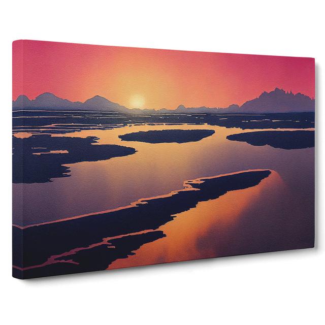 Mind Blowing Ocean Beach Sunset - Wrapped Canvas Print Alpen Home Size: 40cm H x 60cm W x 3cm D on Productcaster.