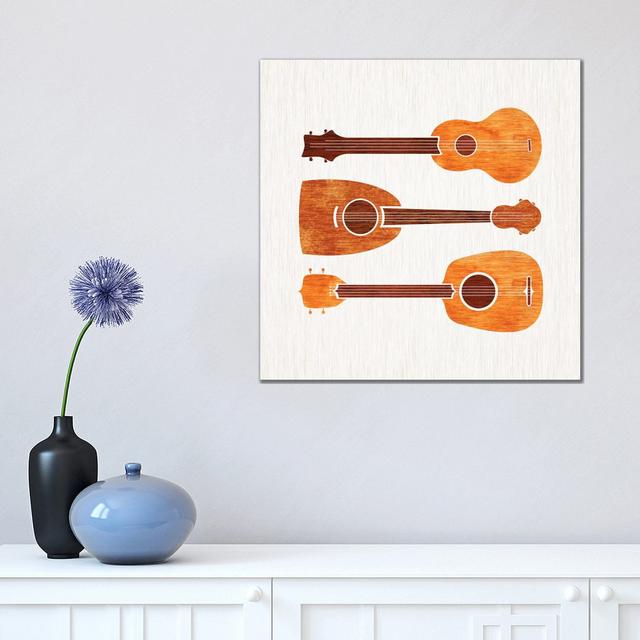 Hawaiian Ukuleles by Modern Tropical - Wrapped Canvas Painting Latitude Run Size: 45.72cm H x 45.72cm W x 1.91cm D on Productcaster.