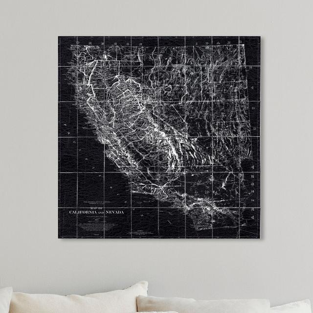 Map Of California And Nevada 1874 - No Frame Print on Canvas East Urban Home Size: 76.2 cm H x 76.2 cm W x 3.8 cm D on Productcaster.