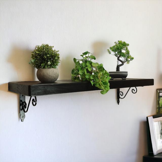 Barile Wood Bracket Shelf Marlow Home Co. Size: 18.5cm H x 140cm W x 22.5cm D on Productcaster.