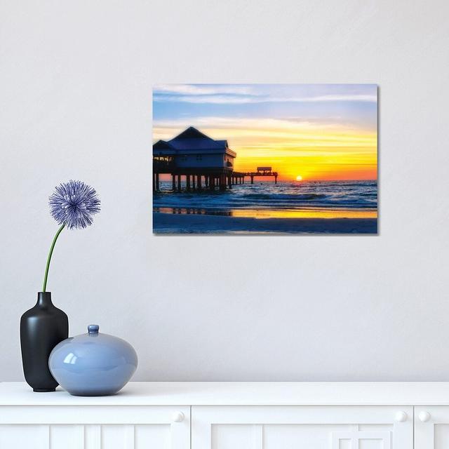 Clearwater Beach Sunset over the Pier, Florida by George Oze - Photograph Print on Canvas House of Hampton Format: Wrapped Canvas, Size: 30.48cm H x 4 on Productcaster.