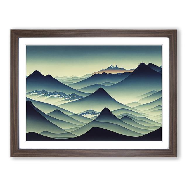 Serene Japanese Mountains - Picture Frame Graphic Art Alpen Home Size: 34cm H x 46cm W x 2cm D, Frame Colour: Walnut on Productcaster.