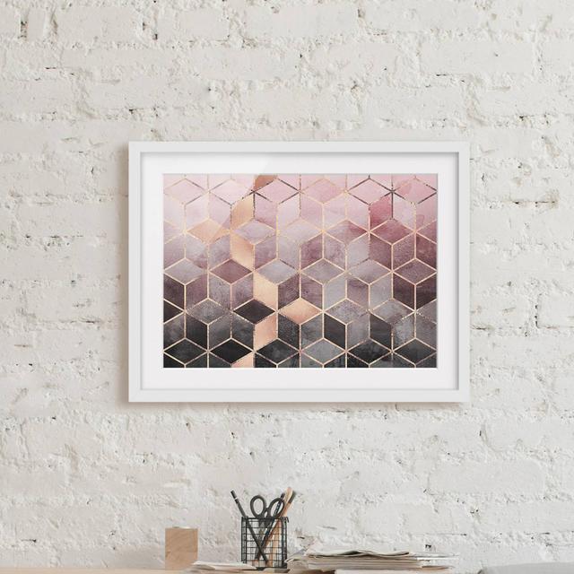 Pink Grey Golden Geometry - Picture Frame Graphic Art on Paper Canora Grey Frame Option: White Framed, Size: 50cm H x 70cm W x 2cm D on Productcaster.