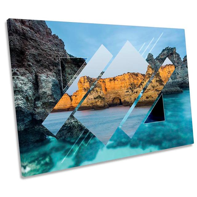 Seascape Rocky Ocean Modern - Wrapped Canvas Graphic Art House of Hampton Size: 30.5cm H x 45.7cm W x 2cm D on Productcaster.