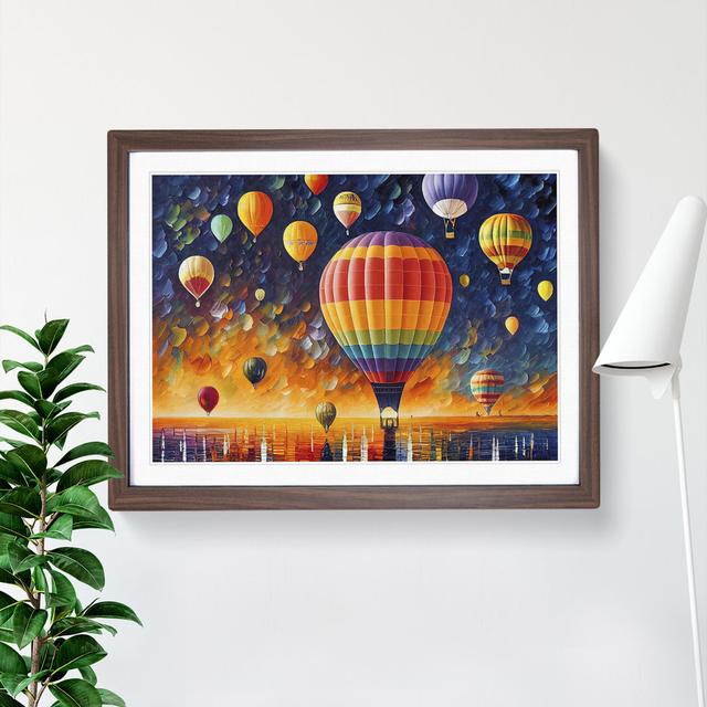 Colourful Hot Air Balloons Vol.1 - Picture Frame Graphic Art ClassicLiving Frame Colour: Walnut Framed, Size: 34cm H x 46cm W x 2cm D on Productcaster.