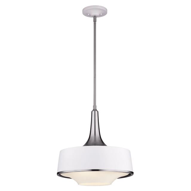 Holloway 1-Light Mini Pendant Feiss Size: 50.8 cm H x 47.9 cm W, Finish: Brushed Steel/Textured White on Productcaster.