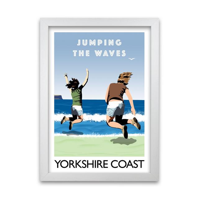 Jumping the Waves Yorkshire Coast by Richard O'Neill - Picture Frame Graphic Art Print on Paper 17 Stories Size: 59.4 cm H x 42 cm W, Frame Option: Wh on Productcaster.