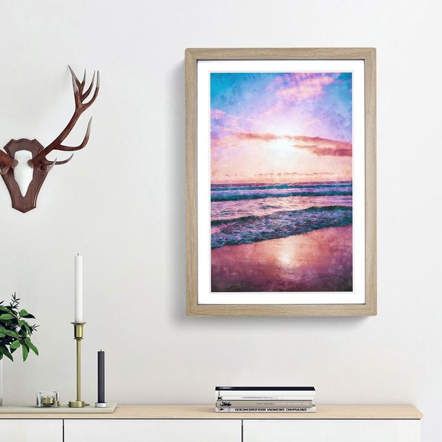 Pink Beach - Single Picture Frame Print on MDF East Urban Home Frame Option: Oak Framed, Size: 33cm H x 24cm W x 2cm D on Productcaster.