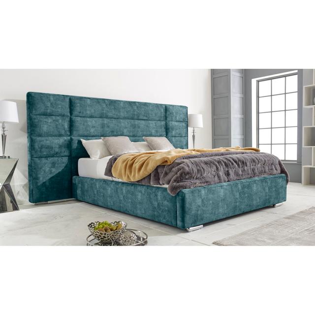 Lanarose Upholstered Bed Frame Ebern Designs Size: Small Double (4'), Colour: Peacock on Productcaster.