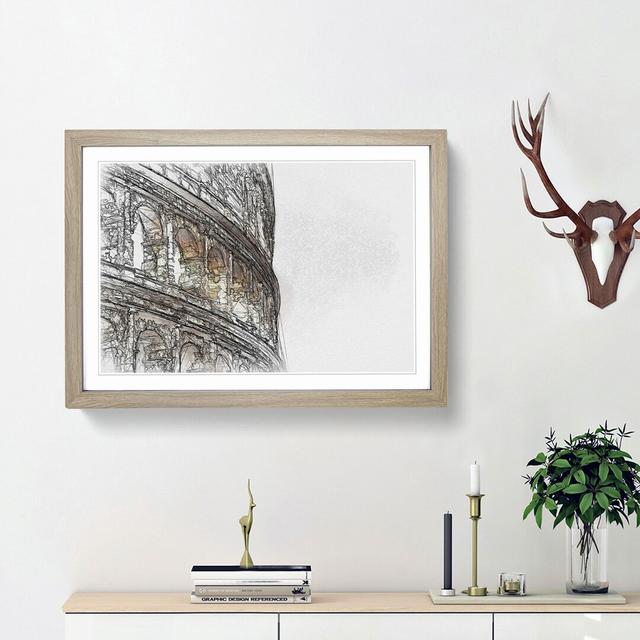 Colosseum in Rome Italy in Abstract - Picture Frame Graphic Art Print East Urban Home Frame Option: Oak Framed, Size: 62cm H x 87cm W x 2cm D on Productcaster.